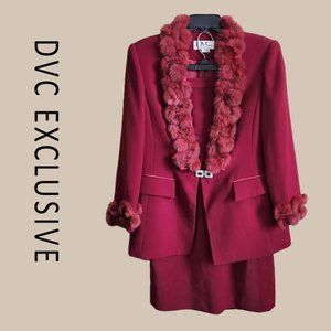 Burgundy DVC Exclusive Church Suit with Faux Fur